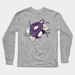 Yarn is So Fun! Playful Kitten Drawing Long Sleeve T-Shirt